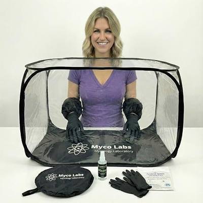 Myco Labs Large Still Air Box Bundle – Clean Air Workstation for Mushroom Cultivation – Portable Sterile SAB for Agar, Grain Transfers & Home Lab Use