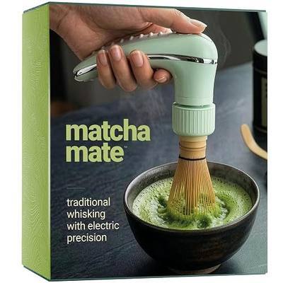 Matcha Mate Electric Powered Bamboo Whisk - Traditional Whisking with Electronic Precision - Rechargeable Portable Tea Frother, Stirrer, Mixer, Making Machine Set Accessories Kit - Matcha Gift Set
