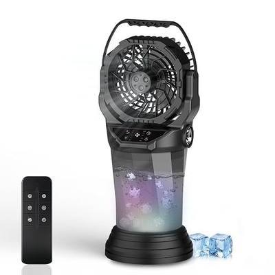 GHORA 2026 New Portable Misting Fan,25000mAh Rechargeable Battery Operated Fan for Outside Patios, 60H Runtime Oscillating Mist Fan with Remote, 2L Water Tank & RGB for Camping, Beach