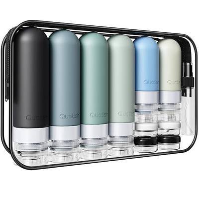 20 Pack Travel Bottles for Toiletries, Original Patented, TSA Approved Travel Size Containers, Leak Proof Silicone Shampoo and Conditioner Bottles Women & Men, Airplane Cruise Essentials, Black