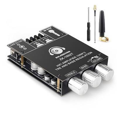 ZK-1002T 2.0 Channel Bluetooth Amplifier Board 100W+100W TPA3116 Hi-Fi Stereo Amp with Antenna, Bluetooth and AUX Input for DIY Home Audio
