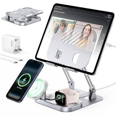 Meifigno 65W 5 in 1 Charging Station for Apple Multiple Devices, with 30W Fast Wired Charging Stand for iPad/Tab, Foldable Wireless Charger Design for Magsafe Charger for iPhone 17 16 /iWatch/AirPods