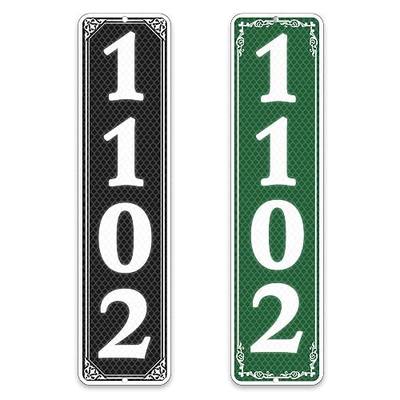 911 Reflective House Address Sign Vertical, 10"x3.15"(Dark-color) | Custom Address Number Sign for Mailbox, Porch, Driveway, Double-sied Printing Optional, Heavy-duty Aluminum, Waterproof