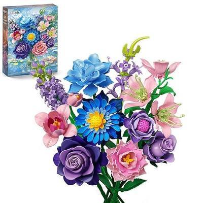 Impressionist Water Lily Flowers Bouquet Building Set for Adults Her | Artificial Flower Compatible with Lego Flowers Botanicals, Christmas Valentines Mothers Day Birthday Gift for Her Women Girl