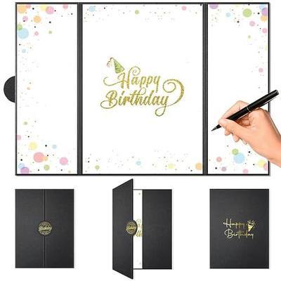 Happy Birthday Decorations for Men, Black Gold Birthday Guest Book Alternatives | 18x12” Expanded Giant Sign in Card Board Signature Guestbook for 16th -100th Birthday Party Signing Gifts for Women