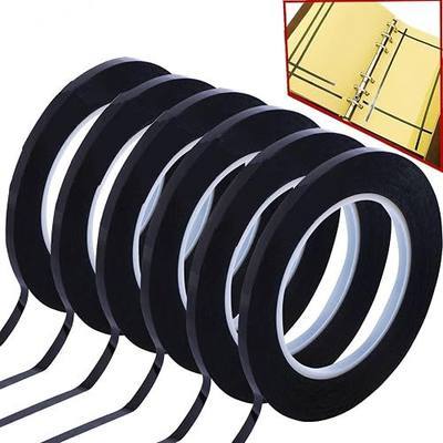 6pcs 6mm 1/4 inch Lightning Width Graphic, 108 Feet Feet Long per Roll, Whiteboard Pinstripe Tape Grid Marking Gridding Self Adhesive Artist Tape Black