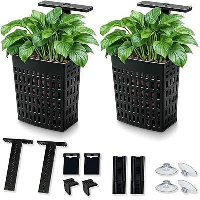 Adjustable Aquarium Plant Holder, Top Hanging Design Fish Tank Plant Holder | 2 Pack Upgraded Aquarium Plant Holders, Adjustable Width Height, Fits Tank Edges up to 2.3 in, for Aquaponics Aquascaping