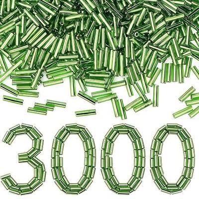 XIANNVXI 3000pcs Grass Green Glass Bugle Beads | Green Tube Beads with 2PC Beading Needles 2x6mm Long Bugle Bead for Jewelry Making Earring Bracelets Necklace Plants