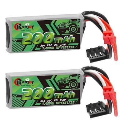 2PCS 7.4V Lipo Battery 2S 20C 200mAh Rechargeable Lithium Battery with PH2.0 Plug for RC Car Trucks Axial SCX30