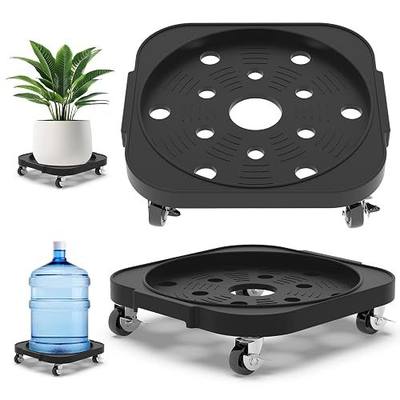 2 Pack 11'' Heavy Duty Rolling Plant Caddy with Wheels, Black | 360° Swivel Wheels, Indoor Outdoor Use, Fits Planters, Flower Pots, 5 Gallon Buckets, Propane Tanks & Air Purifiers