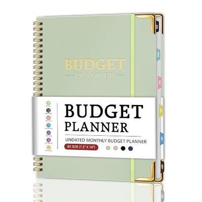 Budget Planner - Monthly Budget Book with Expense Tracker Notebook, B5 | 7.2" x 10", Undated Financial Planner & Monthly Bill Organizer with Tab Stickers, Manages Your Money Effectively, Green