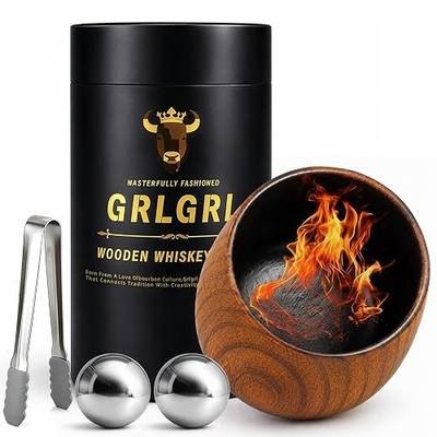 Charred Wooden Whiskey Glasses, Gifts for Men Old Fashion Bourbon Drinking Collins Cup, Gift for Dad, Husband, Brother, Boy Friend or Whiskey Lovers