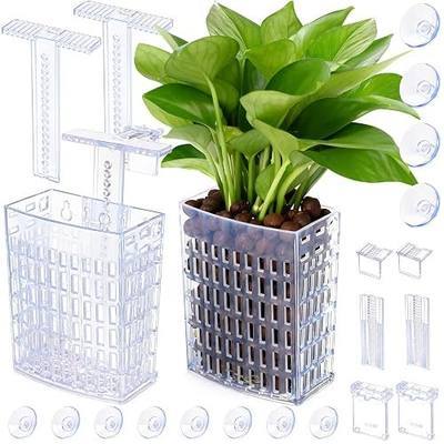 2026 Latest Upgraded Aquarium Plant Holder Adjustable Height with Extendable Hook and Suction Cup for Fish Tank Aquaponic Plant Cultivation and Aquascape Accessories Decorations (2 Pack) Transparent