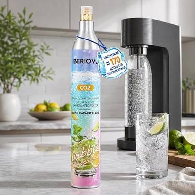 CO2 Cylinder for Soda Maker: 60L Durable CO2 Cartridges | Screw-In Soda Makers Compatible, Exchange Carbonator & Sparkling Water - Carbonates Any Drink with Threaded Cylinders (1PCS)