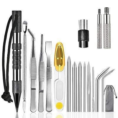 WEREWOLVES 16-Piece Paracord FID Kit with Extension Nut, Black | Stainless Steel Knotting Tool Set, Marlinspike Lacing Needles, Smoothing Tool for DIY Paracord Bracelets Keyrings