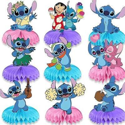For Stitch birthday party supplies, 9Psc honeycomb center decorations, Stitch party decorations, double-sided desktop , center decorations for parties