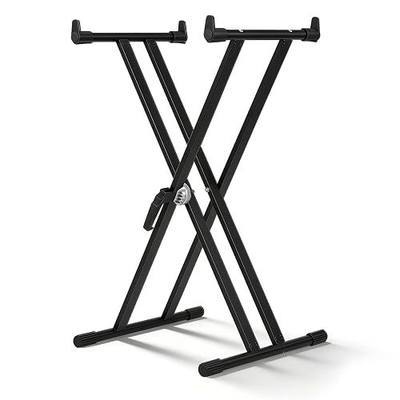 Heavy-Duty, Double-X, Pre-Assembled, Infinitely Adjustable Piano Keyboard Stand, Black
