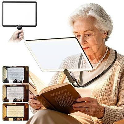 Magnifying Glass with Light for Reading, Rechargeable 5X Full Page 9.25" x 6.5" Book Magnifer Neck Wearable Hands Free & Handheld Large Lighted Desk Magnifying Glasses for Crafts Close Work