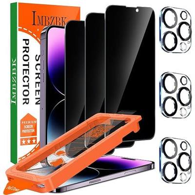 IMBZBK 3Pack Privacy Screen Protector for iPhone 14 Pro Max, Tempered Glass | 9H+ Hardness, Military Grade Shatterproof, Case Friendly, Bubble Free Auto-Dust Removal, with 2 Camera Lens Protectors