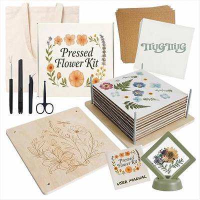 TTUGTTUG Flower Press Kit with Frames for Adults, 11" x 11" Large Wooden 10-Layer Press for DIY Floral Art, Wedding Flower Drying, Great Gift for DIY Flowers Lovers