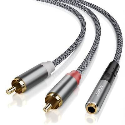3.5mm Female to 2 RCA Male Stereo Audio Cable 1FT, Gold Plated RCA to 3.5mm Female Jack Adapter Y Splitter Aux Cord for Smartphones, MP3 Players, Tablets, Speakers, Home Theater