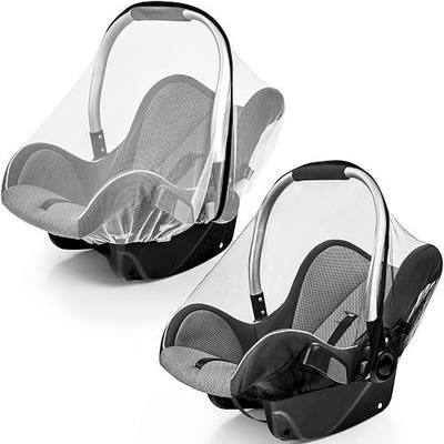 2 Pack Baby Mosquito Net for Infant Car Seats - Mosquito Net for Baby Car Seats, Stroller, Bassinet, Carrier - Breathable Elastic Netting Easy Fitting - Durable Long Lasting Shield (White + Black)