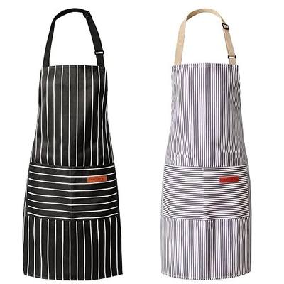 Adjustable Kitchen Aprons, Unisex, 2 Pack | 2 Large Pockets, Cotton-Polyester Blend, Bib Apron, For Home, BBQ & Restaurant Use