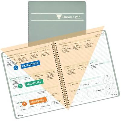 Planner Pad Spiral Bound July 2026 – June 2027 / Academic Year 8 1/2" x 11" Large 3-Tier Funnel Down 12 Month/Weekly Size Organizer, Greenish Grey Cover/Soft Green Ink