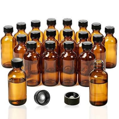 36 Pack 2oz Amber Glass Bottles with Lids, 60ml Boston Bottles with Caps for Personal Care & Beauty Travel, Industrial Lab, Sample, Essential Oils, Potion, Whiskey, Spice