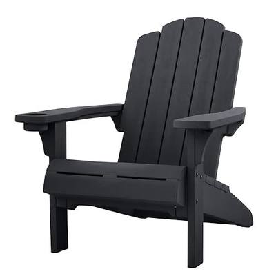 Keter Kiawah Adirondack Chair, Weather‑Resistant Resin Outdoor Patio Chair, Ergonomic Design, All‑Weather Seating for Garden, Deck & Backyard, Graphite