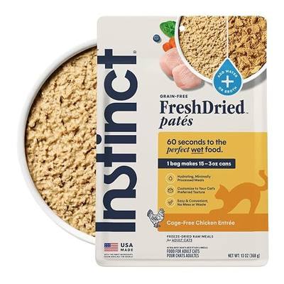 Instinct FreshDried Pates, Freeze Dried Cat Food, Chicken, 13 oz. Bag | Freeze-dried raw pate, rehydrate with water or broth, customizable texture, shelf-stable complete meal, less mess