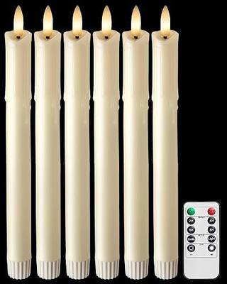 Flameless Taper Candles Real Wax with Remote, 9.6" x 0.78" LED Candlesticks Battery Operated, 3000K CCT for Wedding, Christmas, Dinner Table Centerpieces, 6 Pack, Ivory Melted Wax Look