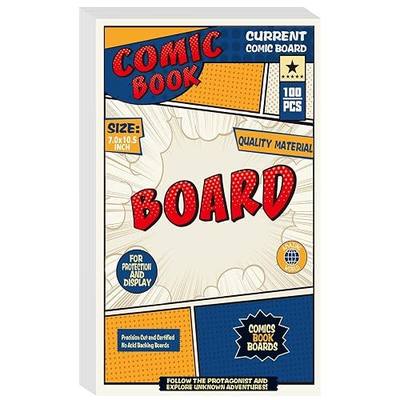 100ct Current Size Comic Book Boards, 24PT Thick Rigid Backing Boards, 100% Acid-Free White Cardboard Inserts for Current Comics Storage, Protection & Longbox Organization