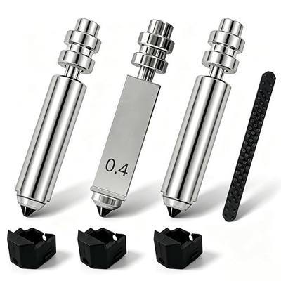 3PK 0.4mm Kobra X Nozzle Hardened Steel Nozzles for Anycubic Kobra 4 Parts | Quick-Swap Integrated Hotend, Leak-Proof, High Temp, High Speed 600mm/s, 3PCS Silicone Cover & 1PC Nozzle Brush for KX/K4