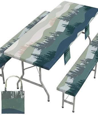 Picnic Table Cover with Bench Covers Waterproof Elastic Rectangle Tablecloth Camping Essentials Supplies Rv Car Travel Must Haves Gear Accessories Fitted Table Cloth Outdoor Road Trip Camper Gifts 6ft