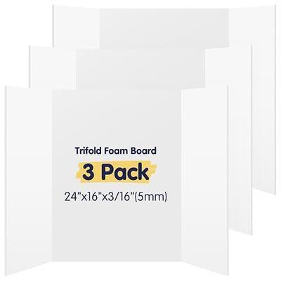 AKONEGE 3 Pack White Trifold Poster Board 24" x 16" Foam Core, Small Tri Fold Foam Poster Boards for Presentations, Science Fair Display, Photo Display, Office & School Projects, Event Exhibitions