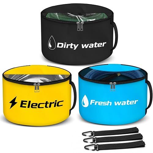 cyrico RV Hose Storage, Reinforced RV Sewer Hose Storage and Organization with Two-Way Zipper and Visible Cover, Utility Bag for Garden Fresh Water Hoses, Electrical Cords Camper Tools Accessories