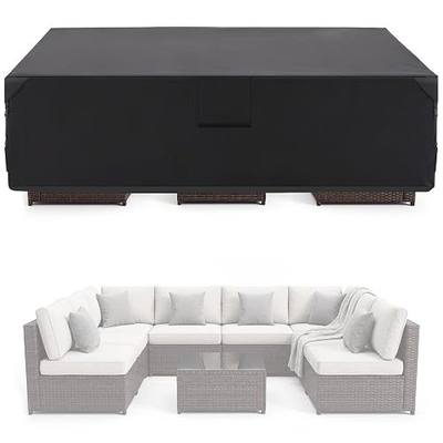 DUMOS Outdoor Furniture Cover Rectangular 108" X 82" X 28", Classic Black | 600D Heavy Duty Fabric, Waterproof UV Resistant, Fits Sofa Couch Sectional Table Chair, For Patio Deck Backyard Dining