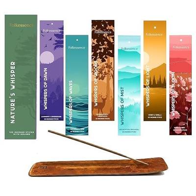 Folkulture Premium Incense Sticks Sandalwood, Palo Santo, Pack of 6-120 | Non Toxic, No Charcoal, Organic, 45 Mins Long Burning Insence-sticks for Yoga, Meditation, Aromatherapy, Gifts