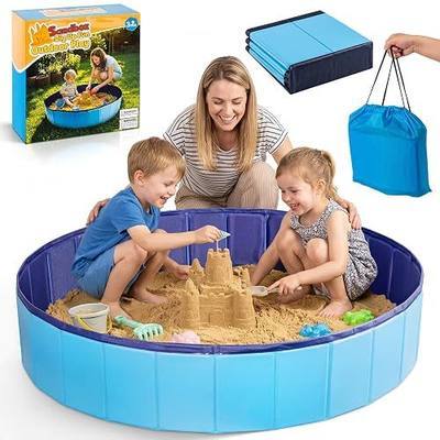 Kids Foldable Portable Sandbox, Large 48'' Sand Box for Outdoor Indoor Use | Easy Setup & Storage, Waterproof & Easy to Clean, Portable Carry Bag, Sand Pit for Backyard Balcony Park Beach Camping