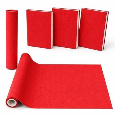 Red Bookbinding Linen Fabric 57" x 17.3" for DIY Book Covers, Archival Grade Thick Backing, Durable Fray-Resistant Cloth for Wedding Albums, Scrapbooks & Custom Binding, Multi-Color Options (red)