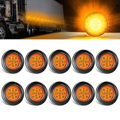 2.5" Round Amber 13 LED Side Marker Clearance Lights 10Pcs with Rubber Grommet and Wire Pigtail for 12V Truck Trailer RV Amber Lens with Reflectors