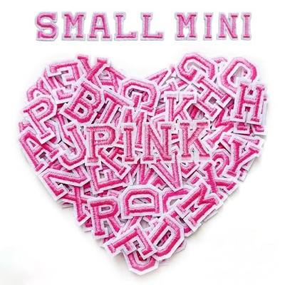 Jongdari 104PCS Small Iron on Letter Patches, 0.75 Inch 4 Sets Mini Embroidered Alphabet A-Z Patch Sew On Letters for Clothing, Dress, Hats, Socks, Jeans, DIY Accessories - Pink