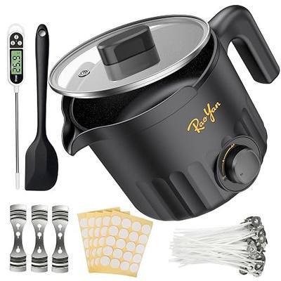 RAOYAN 1.5L Electric Wax Melter with Pouring Spout, Nonstick Large Capacity Wax Melting Pot for Candle Making, DIY Candle Making Supplies Kit for Beginners and Adults - Black