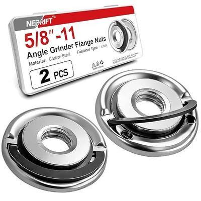 2 Pcs 5/8-11 Angle Grinder Flange Nuts with 5/8-11 Inch Thread | Quick Change Locking Heavy Duty Metal Flange for Securing Cutting Grinding Discs on Standard Angle Grinders