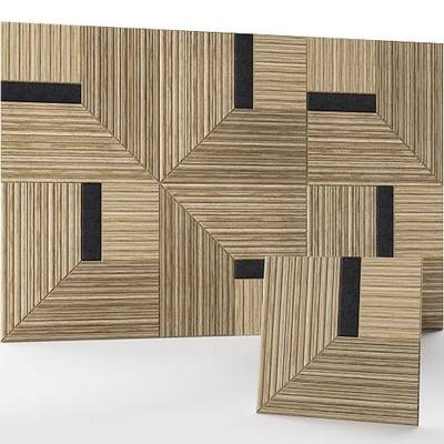 JaneTech 6 Pack Wood Acoustic Panels, Decorative Acoustic Wall Panels Sound Absorbing with Nano Glue for Recording Studio, Home Office, Conference Room, Sierra Weave, 23.62×23.62 Inches