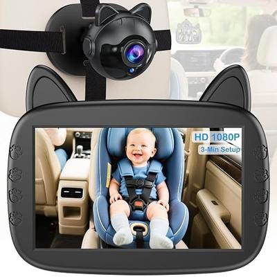 HD 1080P Baby Car Camera: Clear Night Vision for Road Trips & Solo Driving | 3-Min Easy Install for New Parents, See Infant Head-to-Toe with 150° Wide Angle, No More Turning Around