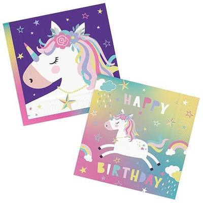 200 Unicorn Paper Napkins Disposable for Birthday Party Magical Purple Dinner Napkins 13in Luncheon Napkin