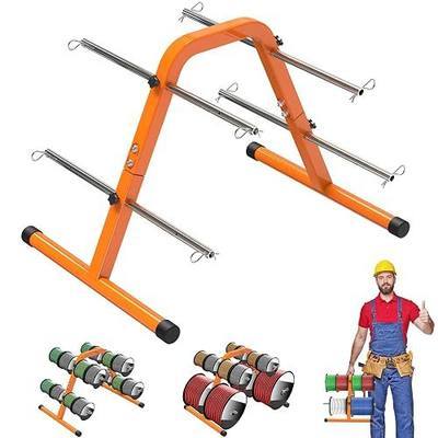 Kipika Portable Wire Spool Rack - Heavy-Duty Steel Cable Dispenser with 4 Adjustable Rods, Spool Rack Holder for Efficient Storage & Dispensing, 8" Max Capacity, Orange