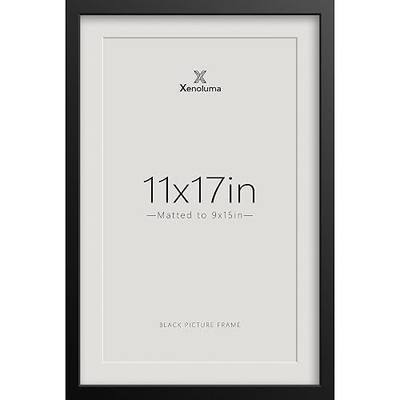 11x17 Black Picture Frame with 9x15 Mat - Shatter Resistant HD Plexiglass, Wall Mount, Vertical Horizontal Display, Gallery Poster Photo Frame, 1 Pack